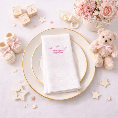 Pembe Kelebekli Doğum Günüme Hoş Geldiniz Peçetesi