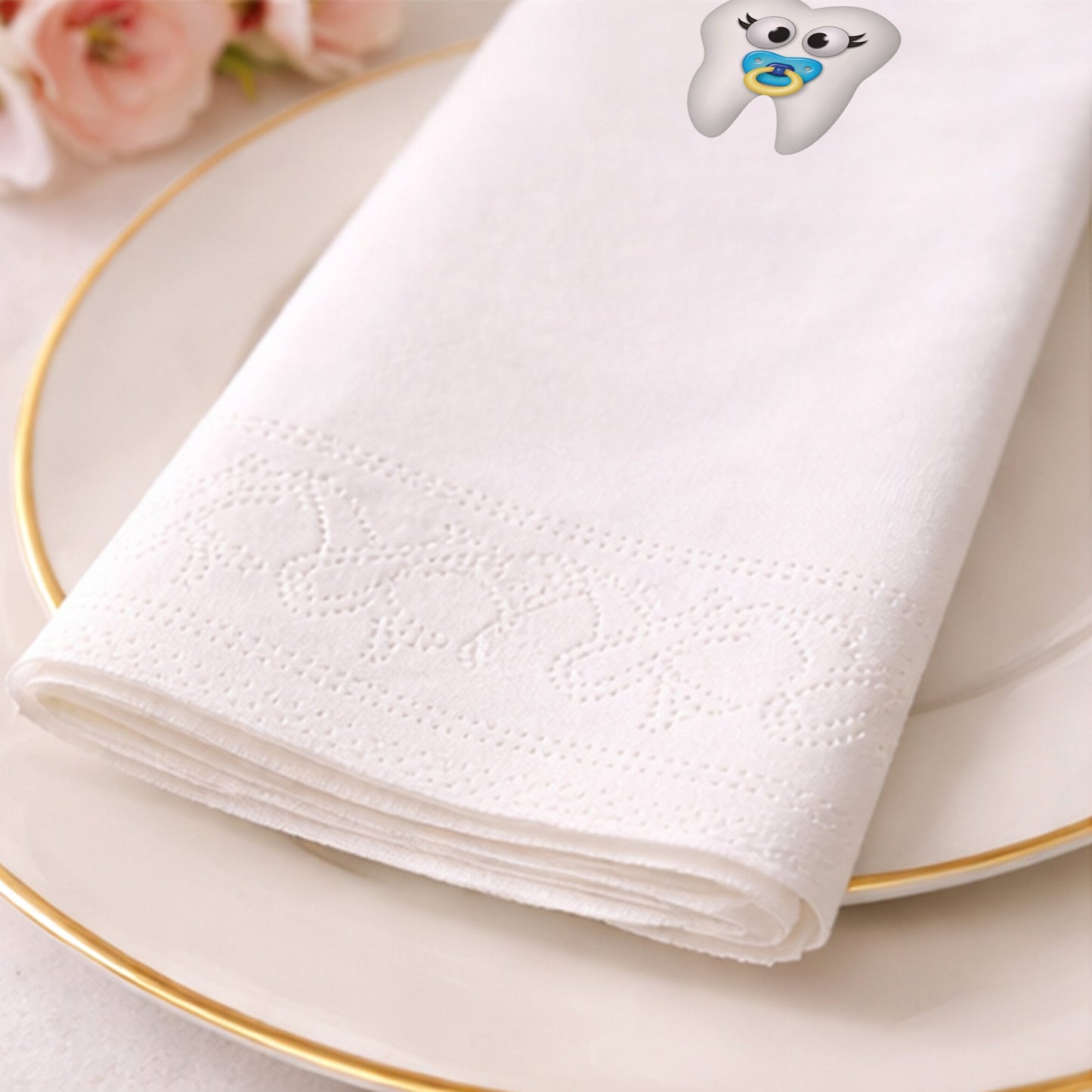 İlk Dişim Çıktı Temalı Pembe Yazılı Bebek Peçetesi