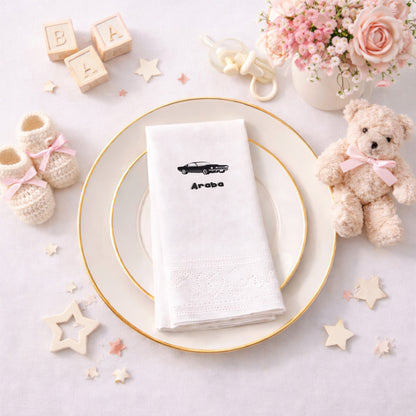 Siyah Klasik Araba Temalı Doğum Günü Partisi Peçetesi