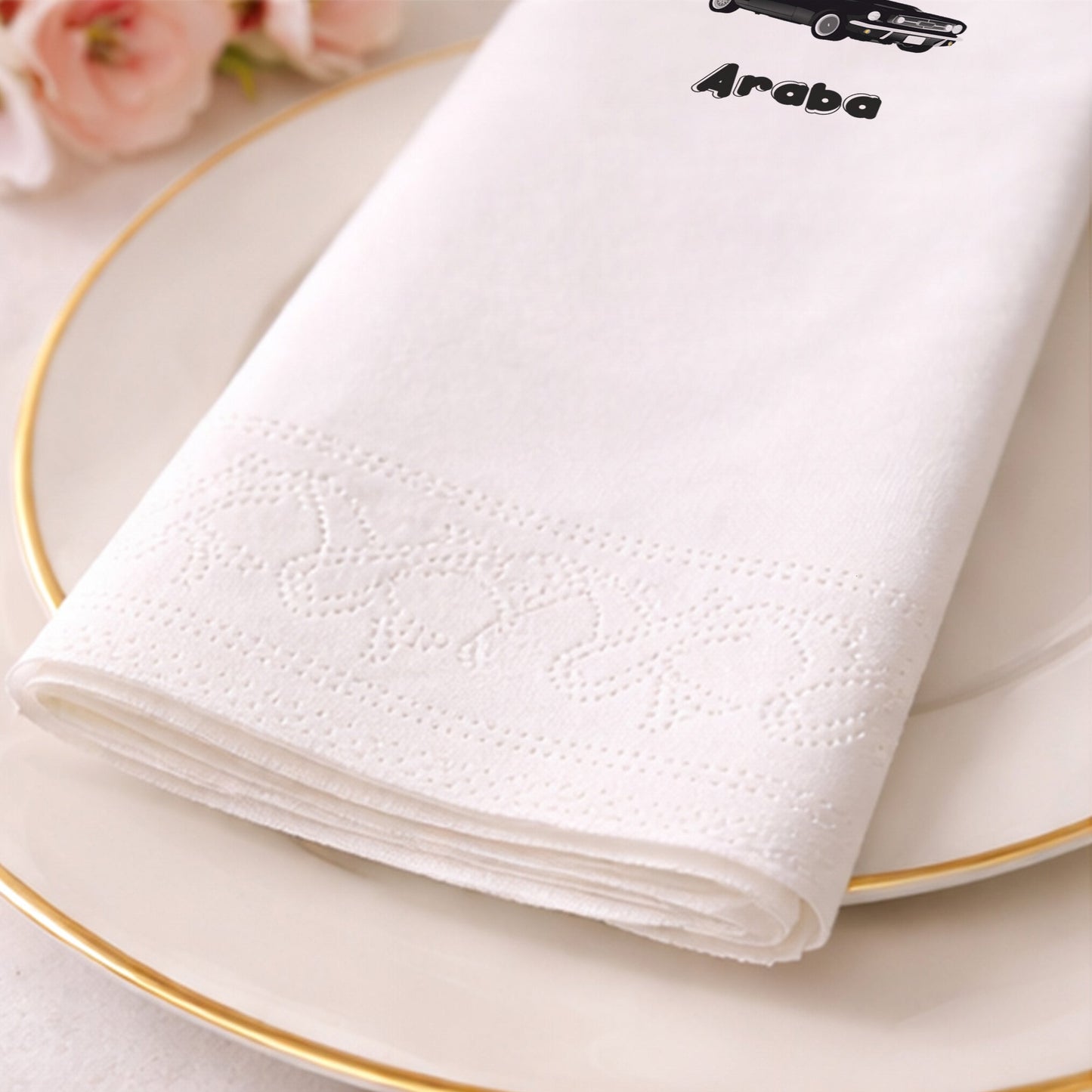 Siyah Klasik Araba Temalı Doğum Günü Partisi Peçetesi