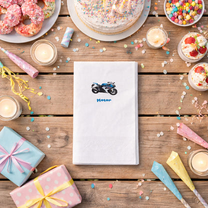 Mavi Spor Motosiklet Temalı Hız Tutkunu Peçetesi