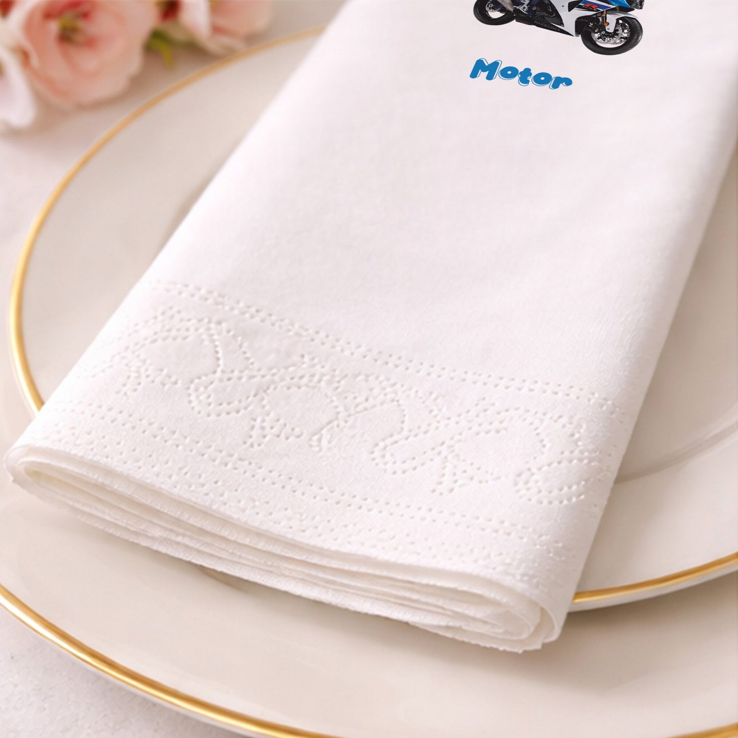 Mavi Spor Motosiklet Temalı Hız Tutkunu Peçetesi