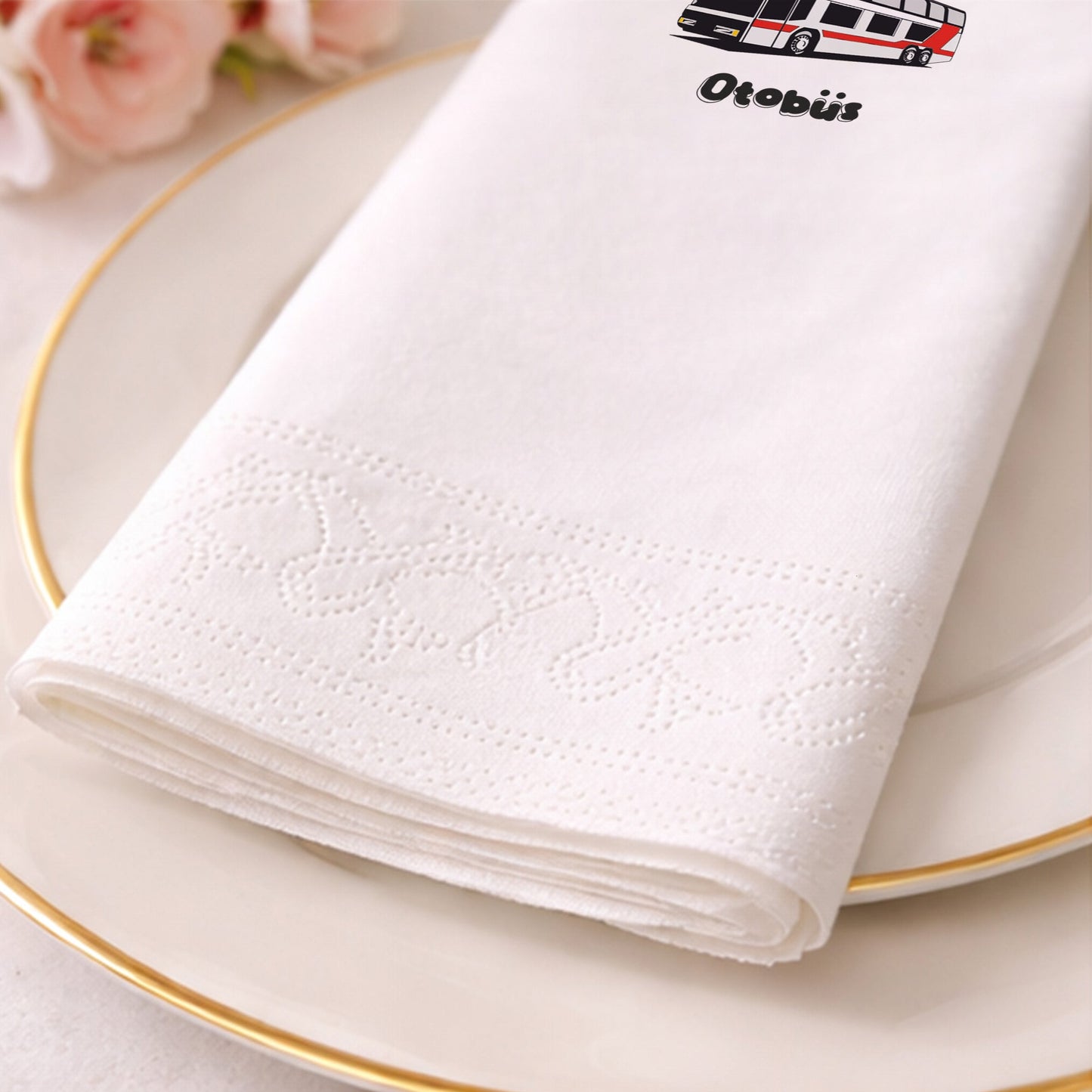 Kırmızı Beyaz Otobüs Temalı Şehir Konseptli Peçete