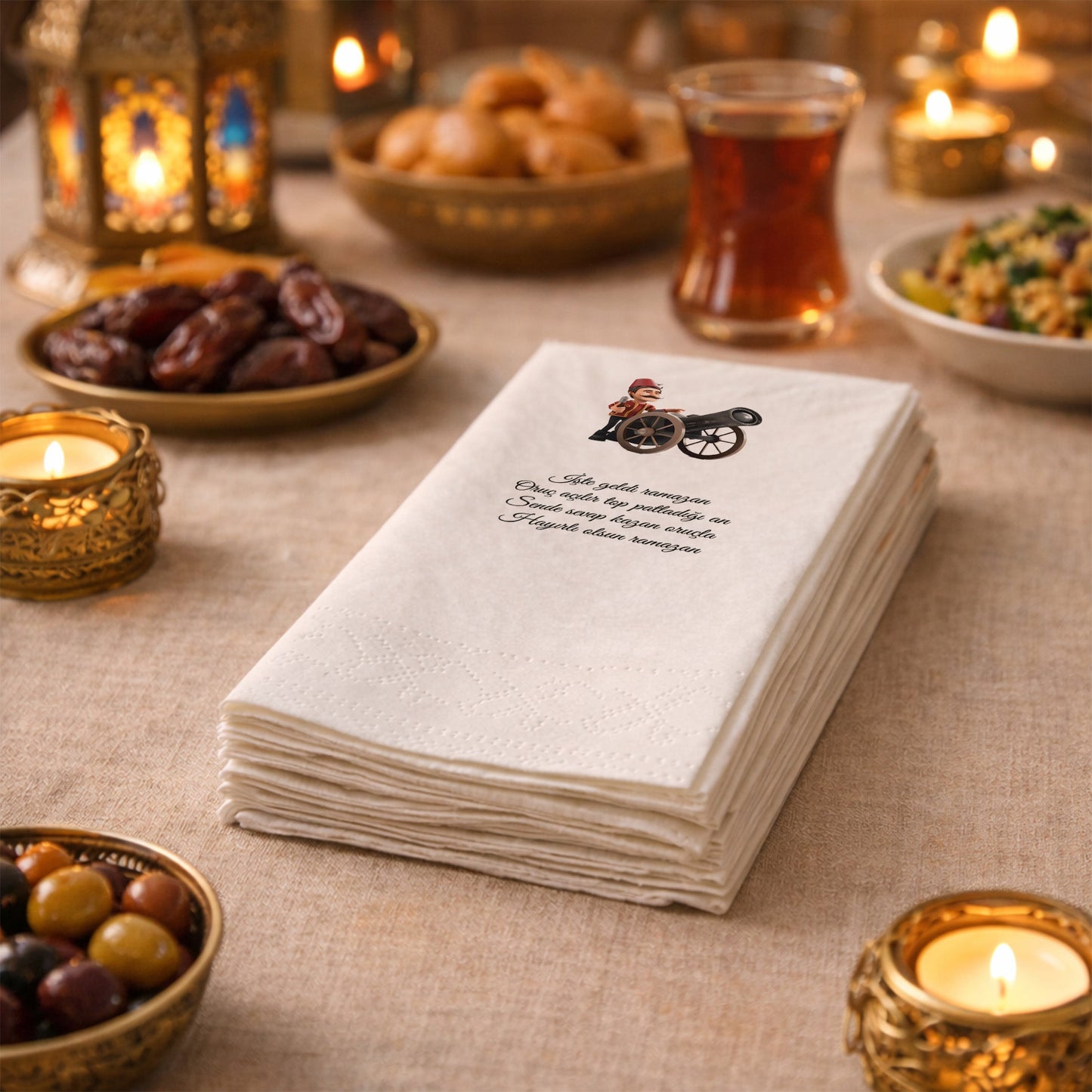 Kidzia Ramazan Desenli Top Atışı Baskılı Peçete – 33x33 cm Çift Katlı, 20’li Paket