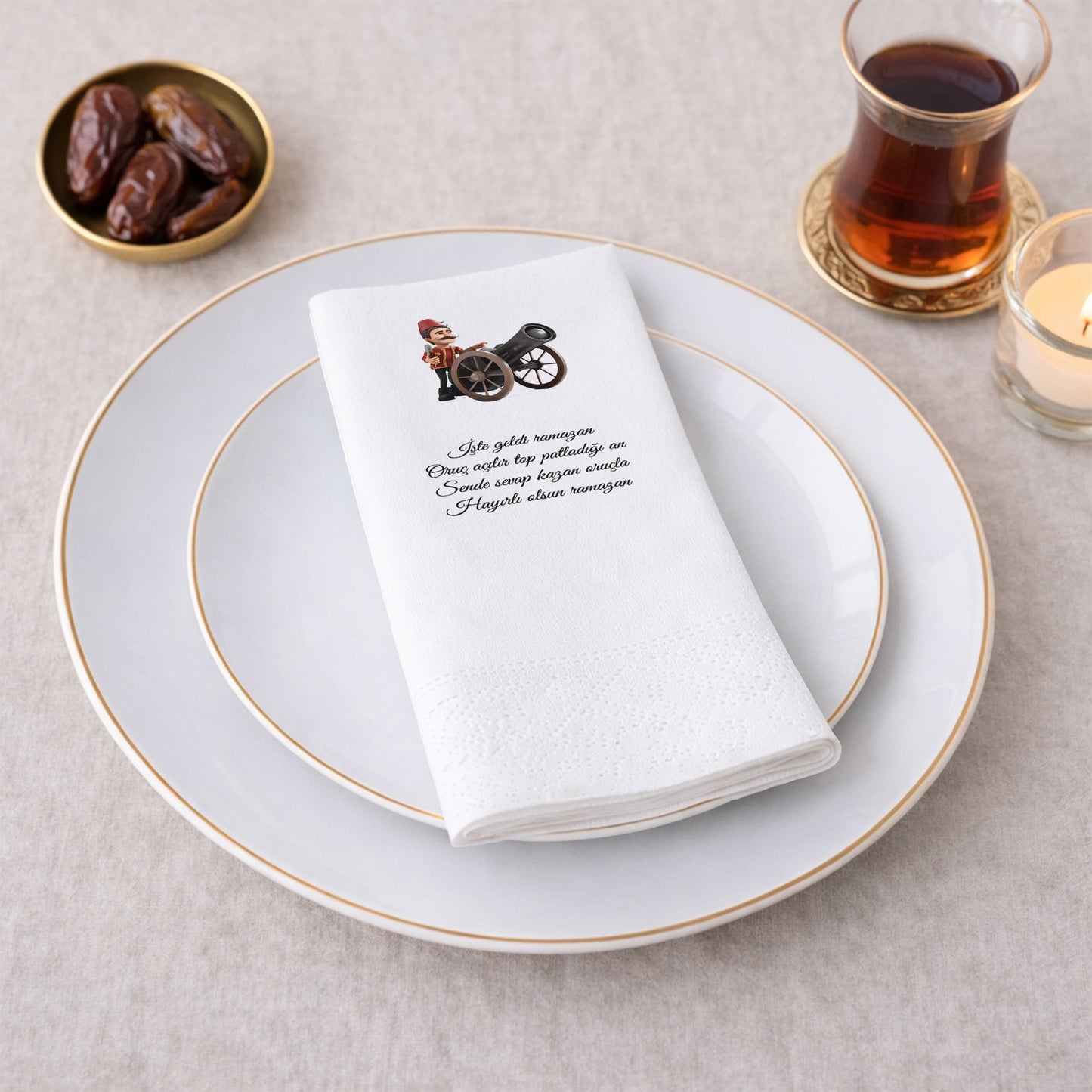 Kidzia Ramazan Desenli Top Atışı Baskılı Peçete – 33x33 cm Çift Katlı, 20’li Paket