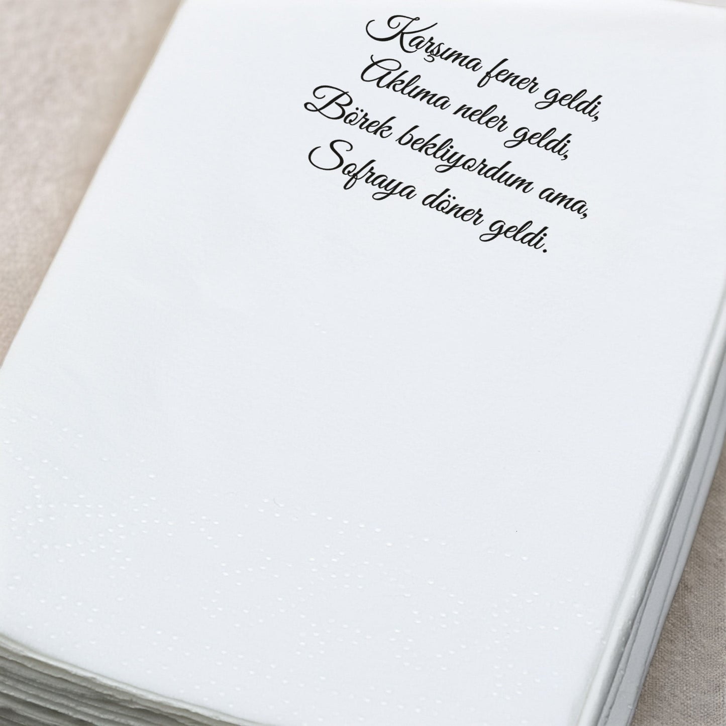 Ramazan Dua Temalı Yazılı ve Desenli Baskılı Peçete – İftar & Sahur Sofrası, 33x33cm, 20’li Paket