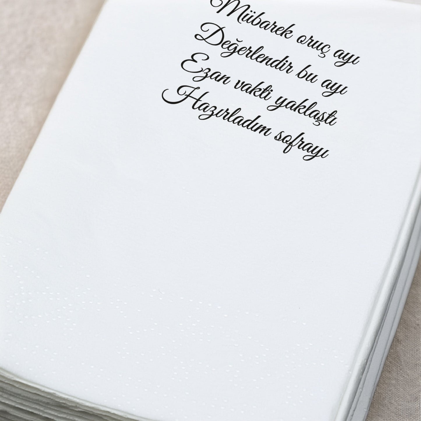 Kidzia Ramazan Hilal & Fener Baskılı Peçete – Mani Yazılı, 33x33 cm Çift Katlı, 20’li Paket