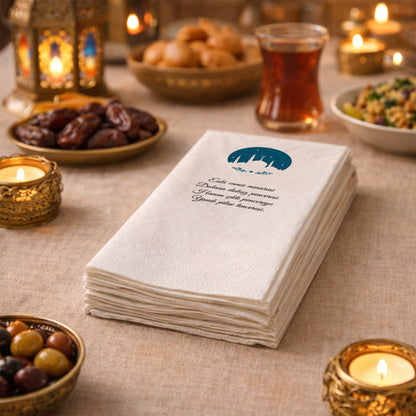 Kidzia Yuvarlak Camii Silüeti Ramazan Peçetesi – Mani Yazılı, 33x33 cm Çift Katlı, 20’li Paket