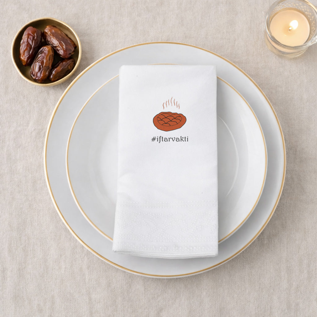 Kidzia İftar Pidesi İlustrasyonlu Ramazan Peçetesi – #iftarvakti Tasarım, 33x33 cm Çift Katlı, 20’li Paket