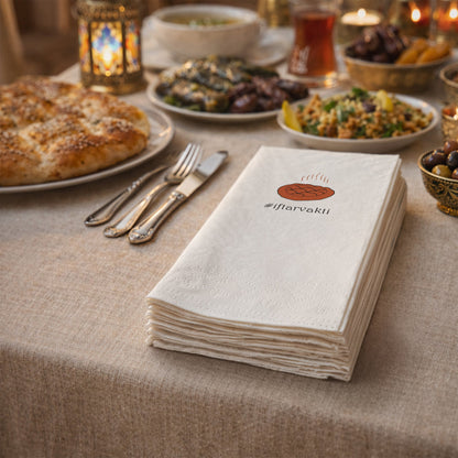 Kidzia İftar Pidesi İlustrasyonlu Ramazan Peçetesi – #iftarvakti Tasarım, 33x33 cm Çift Katlı, 20’li Paket