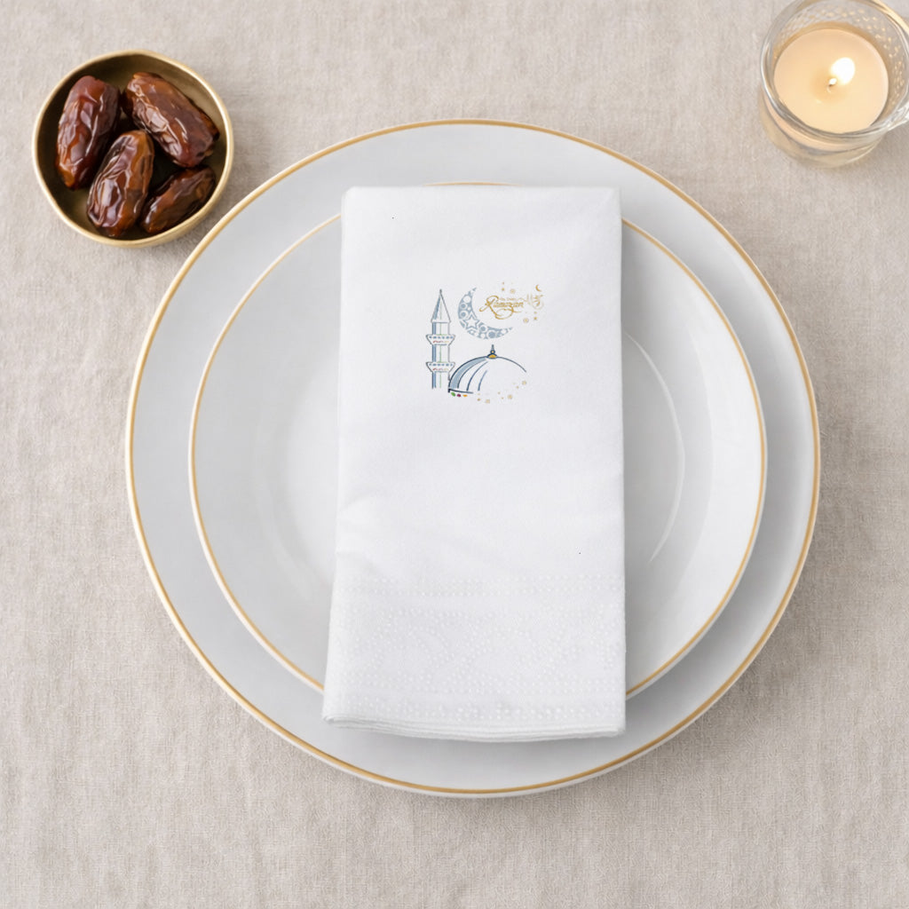 Kidzia Ramadan Kareem Camii Çizimli Ramazan Peçetesi – 33x33 cm Çift Katlı, 20’li Paket