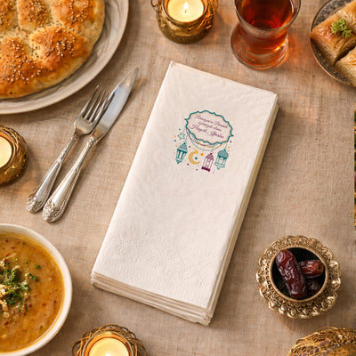 Kidzia Fenerli & Ay-Yıldızlı Çerçeve Ramazan Peçetesi – Yazılı Tasarım, 33x33 cm Çift Katlı, 20’li Paket