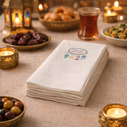 Kidzia Fenerli & Ay-Yıldızlı Çerçeve Ramazan Peçetesi – Yazılı Tasarım, 33x33 cm Çift Katlı, 20’li Paket