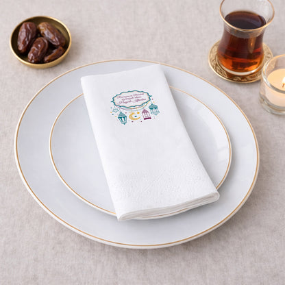 Kidzia Fenerli & Ay-Yıldızlı Çerçeve Ramazan Peçetesi – Yazılı Tasarım, 33x33 cm Çift Katlı, 20’li Paket