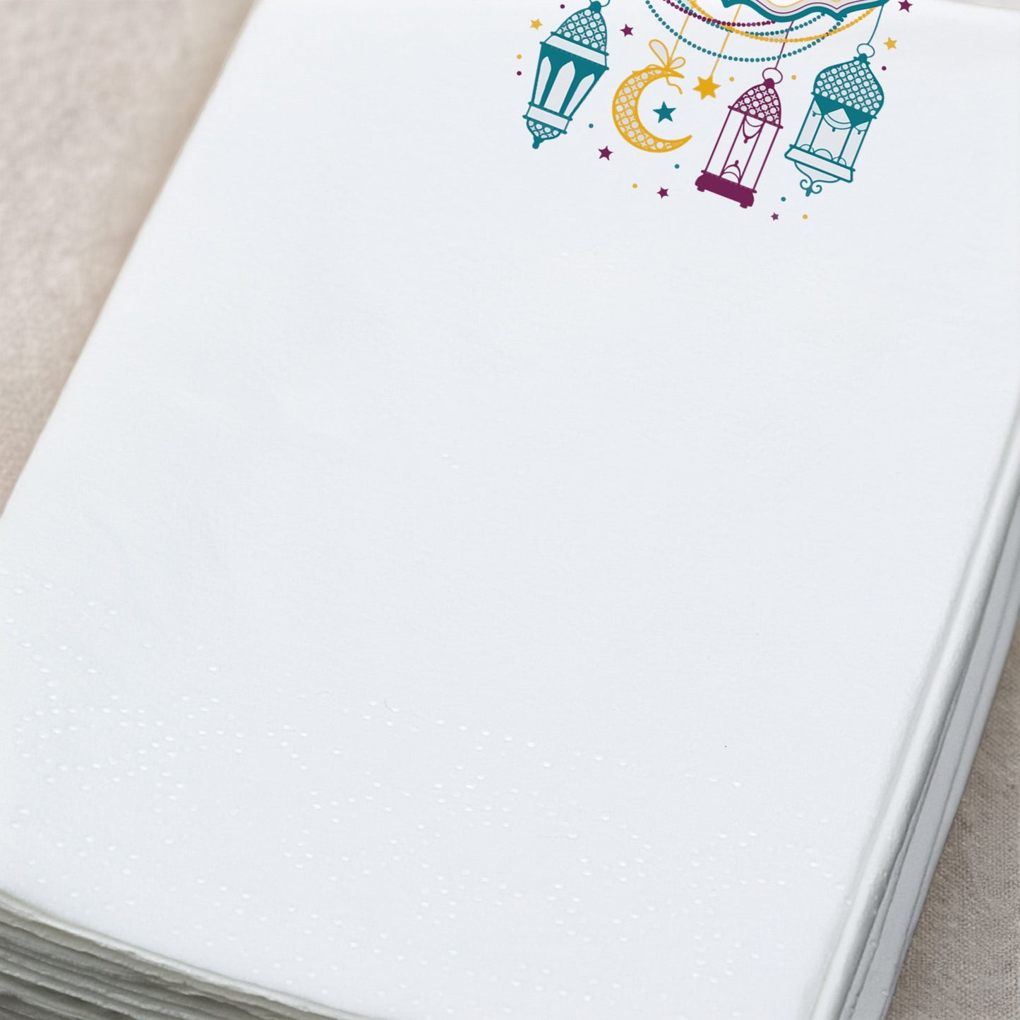 Kidzia Fenerli & Ay-Yıldızlı Çerçeve Ramazan Peçetesi – Yazılı Tasarım, 33x33 cm Çift Katlı, 20’li Paket