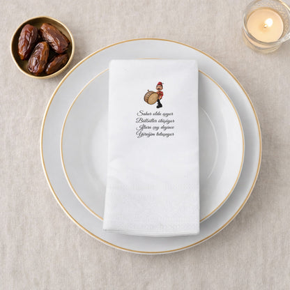 Kidzia Ramazan Davulcusu Çizimli Peçete – Mani Yazılı, 33x33 cm Çift Katlı, 20’li Paket