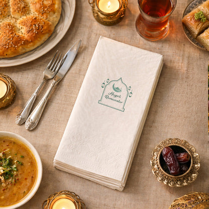 Ramazan Desenli Baskılı Peçete – Hayırlı Ramazanlar Yazılı, Çift Katlı 33x33 cm (20’li Paket)