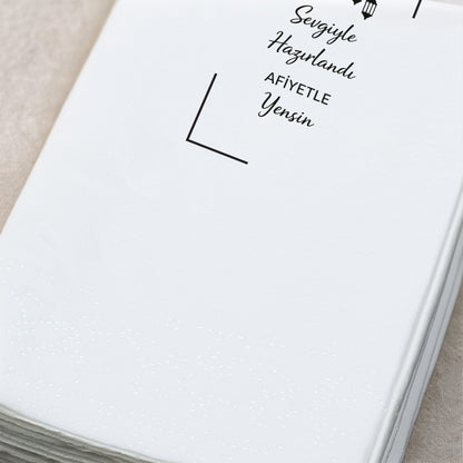 Ramazan Desenli Baskılı Peçete – Sevgiyle Hazırlandı | 33x33 cm Çift Katlı, 5’li & 20’li