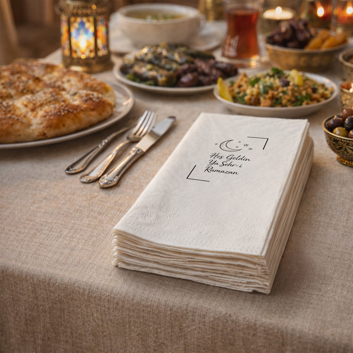 Ramazan Desenli Baskılı Peçete – Hoş Geldin Ya Şehr-i Ramazan | 33x33 cm Çift Katlı