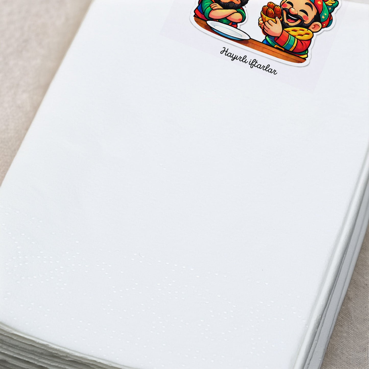 Eğlenceli Ramazan Desenli Baskılı Peçete – Karagöz Hacivat Temalı | 33x33 cm