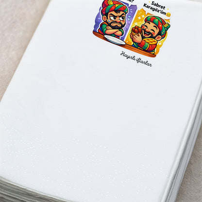 Komik Ramazan Desenli Baskılı Peçete – Karagöz & Hacivat Diyaloglu | 33x33 cm