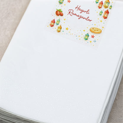 Hayırlı Ramazanlar Baskılı Peçete – Fener & Hilal Desenli | 33x33 cm Çift Katlı