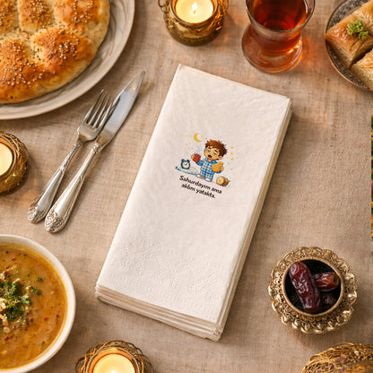 Komik Sahur Baskılı Peçete – Sahurdayım Ama Aklım Yatakta | 33x33 cm