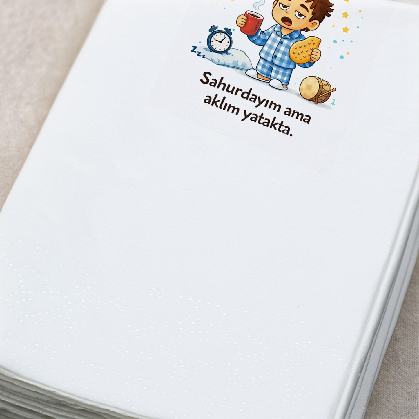 Komik Sahur Baskılı Peçete – Sahurdayım Ama Aklım Yatakta | 33x33 cm
