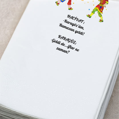 Karagöz Hacivat Ramazan Baskılı Peçete – Komik Diyaloglu | 33x33 cm Çift Katlı