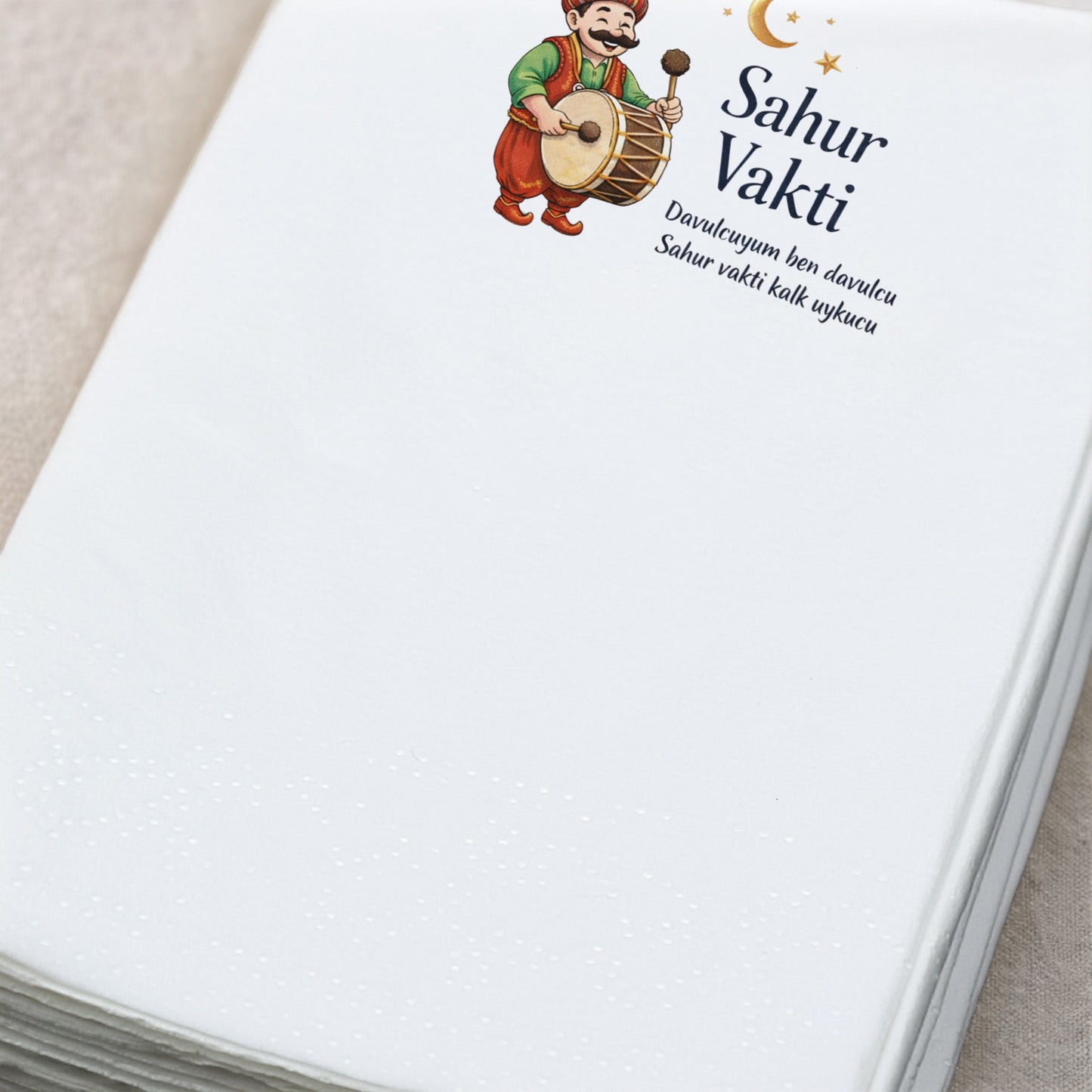 Sahur Vakti Baskılı Peçete – Ramazan Davulcusu Temalı | 33x33 cm Çift Katlı