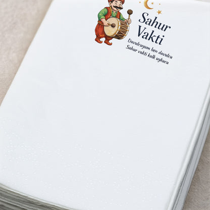 Sahur Vakti Baskılı Peçete – Ramazan Davulcusu Temalı | 33x33 cm Çift Katlı