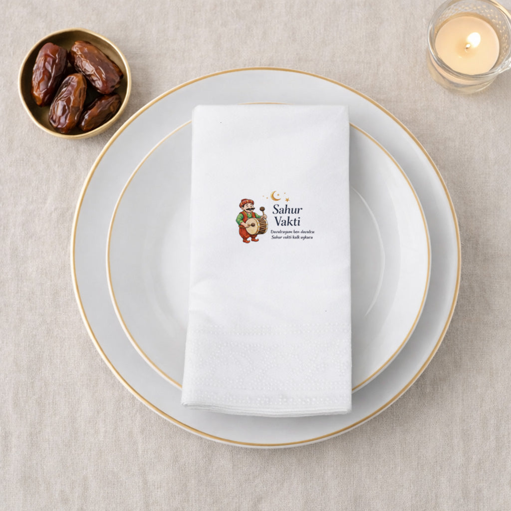 Sahur Vakti Baskılı Peçete – Ramazan Davulcusu Temalı | 33x33 cm Çift Katlı