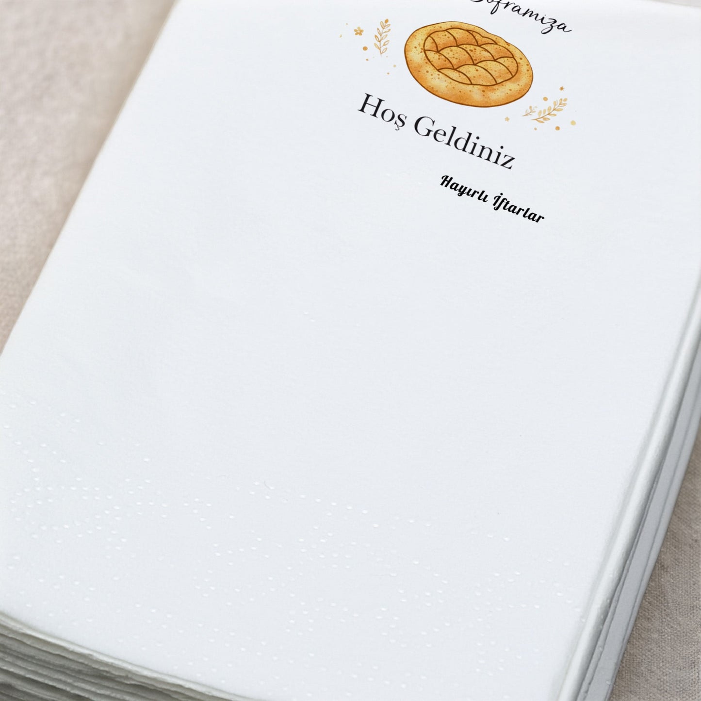 İftar Soframıza Hoş Geldiniz Baskılı Peçete – Ramazan Pidesi Desenli | 33x33 cm