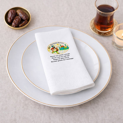 Hoş Geldin Ramazan Davulcu Desenli Baskılı Peçete – Bereket Temalı | 33x33 cm