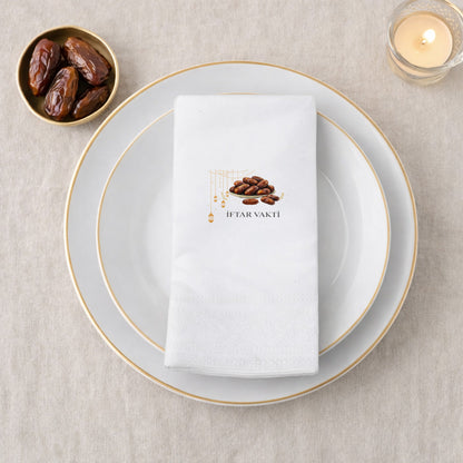 İftar Vakti Hurma Desenli Baskılı Peçete – Minimal Ramazan Tasarımı | 33x33 cm
