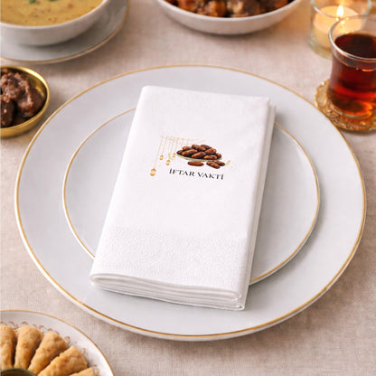 İftar Vakti Hurma Desenli Baskılı Peçete – Minimal Ramazan Tasarımı | 33x33 cm