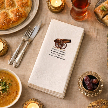 İftar Topu Desenli Mani Yazılı Ramazan Peçetesi – Geleneksel Tasarım | 33x33 cm