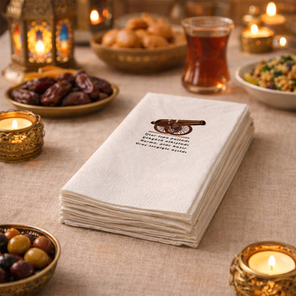 İftar Topu Desenli Mani Yazılı Ramazan Peçetesi – Geleneksel Tasarım | 33x33 cm