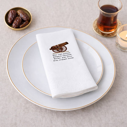 İftar Topu Desenli Mani Yazılı Ramazan Peçetesi – Geleneksel Tasarım | 33x33 cm