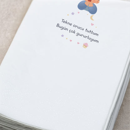 Tekne Orucu Tuttum Baskılı Çocuk Ramazan Peçetesi | 33x33 cm