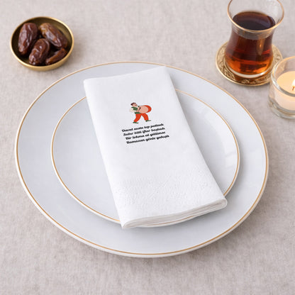Davulcu Figürlü Yazılı Ramazan Peçetesi | İftar Manili Tasarım 33x33 cm