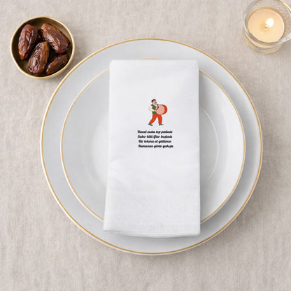 Davulcu Figürlü Yazılı Ramazan Peçetesi | İftar Manili Tasarım 33x33 cm