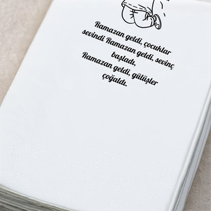 Ramazan Desenli Baskılı Peçete – Çocuk Temalı | 33x33 cm Çift Katlı Selülozik | 5’li & 20’li