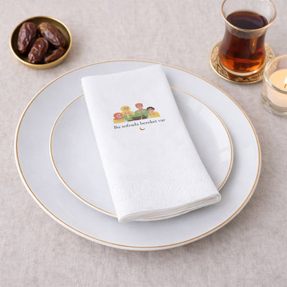 Ramazan Desenli Baskılı Peçete – Aile Sofrası Temalı | Bu Sofrada Bereket Var | 33x33 cm