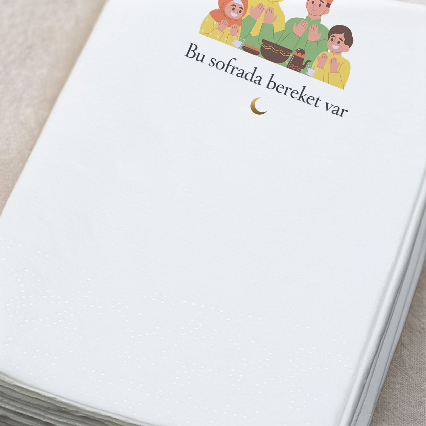 Ramazan Desenli Baskılı Peçete – Aile Sofrası Temalı | Bu Sofrada Bereket Var | 33x33 cm