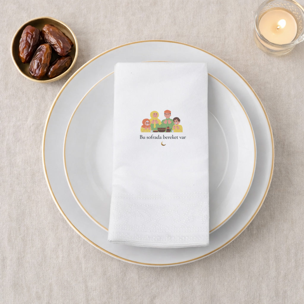 Ramazan Desenli Baskılı Peçete – Aile Sofrası Temalı | Bu Sofrada Bereket Var | 33x33 cm