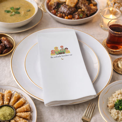 Ramazan Desenli Baskılı Peçete – Aile Sofrası Temalı | Bu Sofrada Bereket Var | 33x33 cm