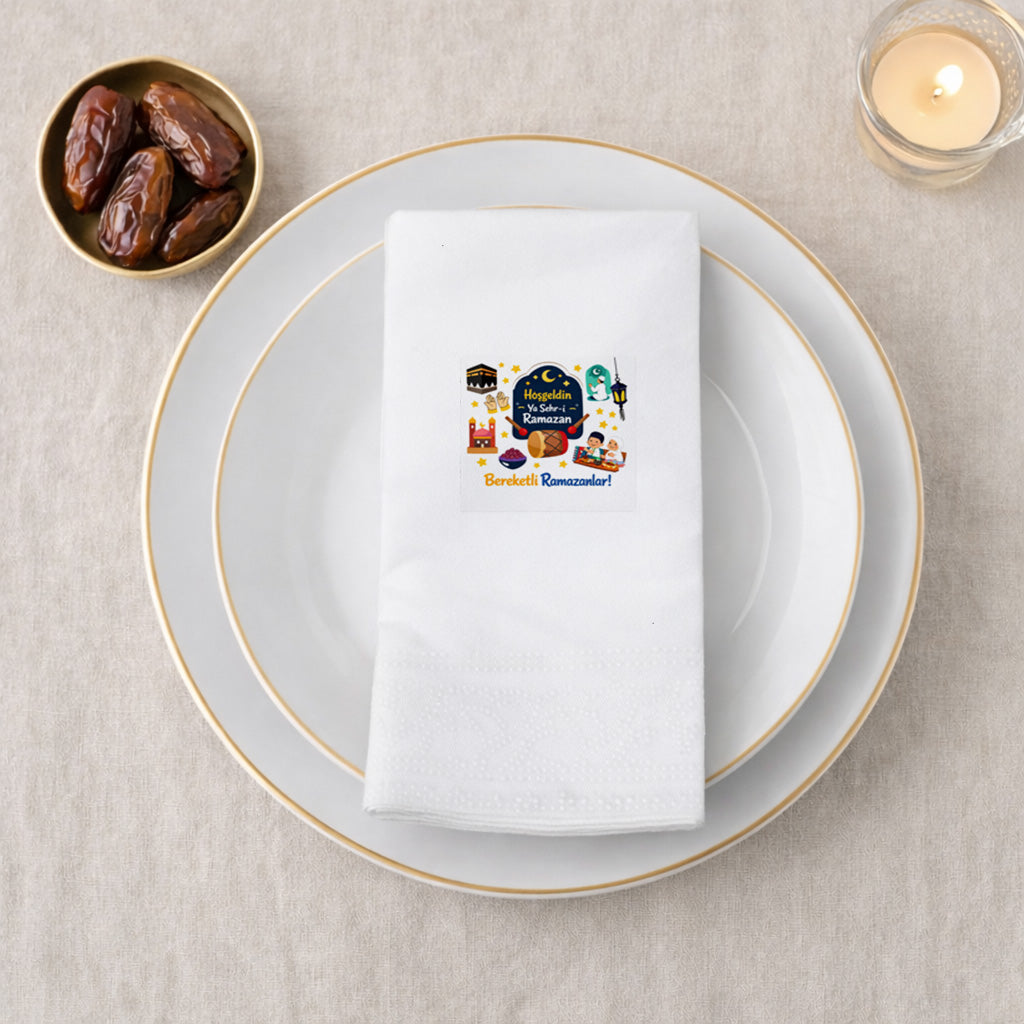 Ramazan Desenli Baskılı Peçete – Hoş Geldin Ya Şehr-i Ramazan | Bereketli Ramazanlar | 33x33 cm
