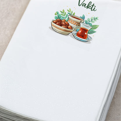 Ramazan Desenli Baskılı Peçete – İftar Vakti | Hurma & Çay Temalı | 33x33 cm