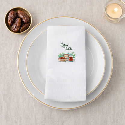 Ramazan Desenli Baskılı Peçete – İftar Vakti | Hurma & Çay Temalı | 33x33 cm